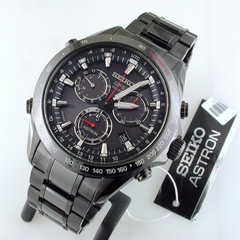 Seiko Astron GPS Solar Black Steel with Red Accents 44.6mm Watch SSE031