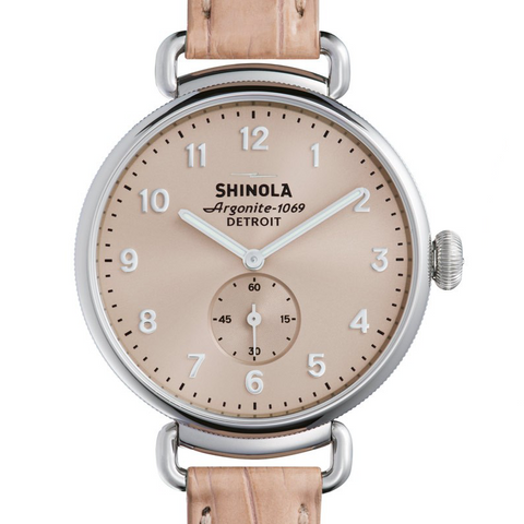Shinola Canfield 38mm Ladies Watch  Nude Pink Dial and Leather Strap 20001934