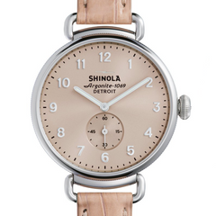 Shinola Canfield 38mm Ladies Watch  Nude Pink Dial and Leather Strap 20001934