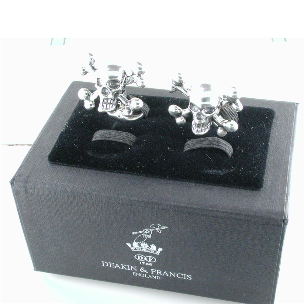 Deakin & Francis Skull & Crossbones Sterling Silver Cufflinks