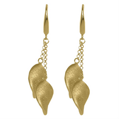 Charles Garnier Double Leaf Silver Earrings Yellow Gold Finish CXE1843Y