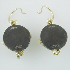 Armenta Old World Round Turquoise, Quartz, & Diamond Yellow Gold Medallion Earrings