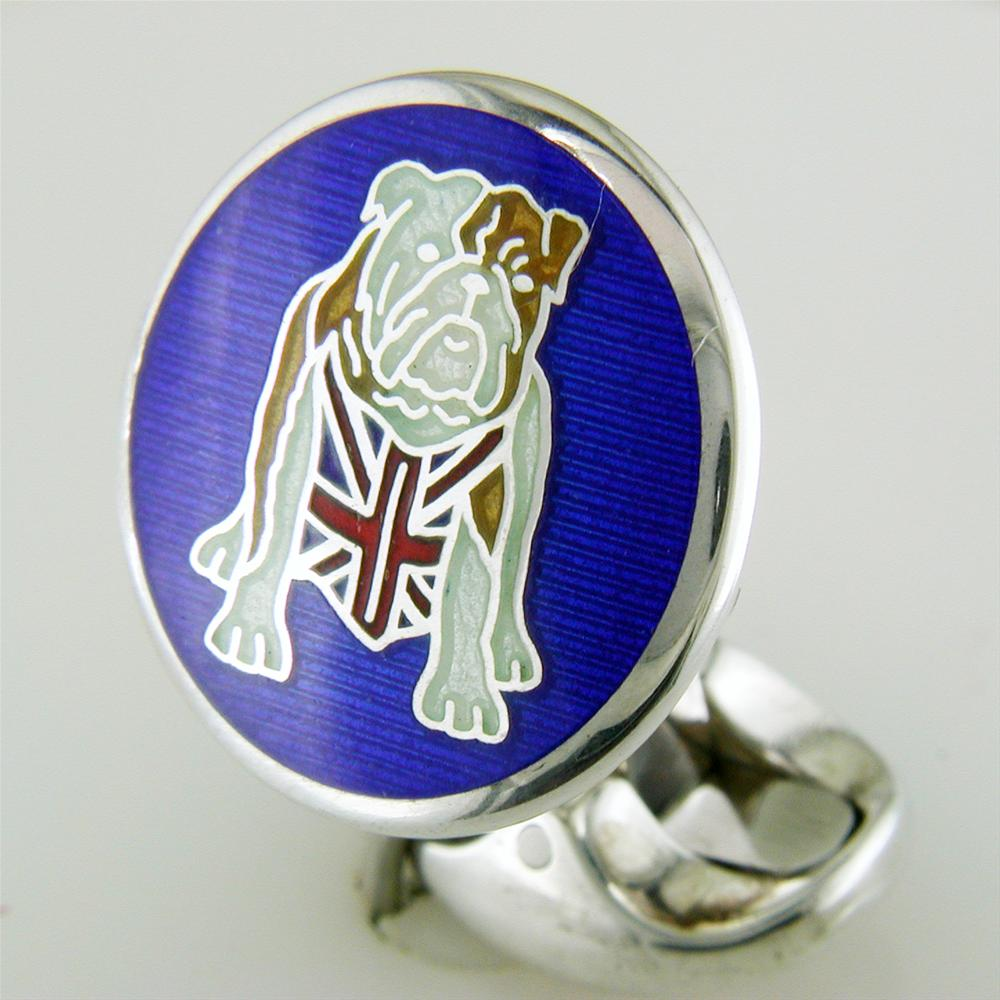 Deakin & Francis British Bulldog Union Jack Flag Sterling Silver Cufflinks