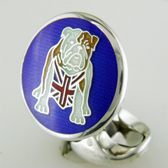 Deakin & Francis British Bulldog Union Jack Flag Sterling Silver Cufflinks