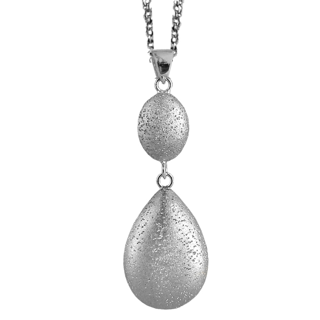 Charles Garnier Silver Pear Drop Pendant Necklace Rhodium Finish CXN1723W18