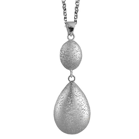 Charles Garnier Silver Pear Drop Pendant Necklace Rhodium Finish CXN1723W18