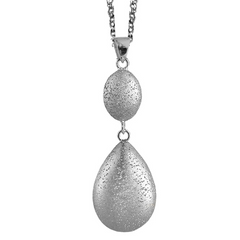 Charles Garnier Silver Pear Drop Pendant Necklace Rhodium Finish CXN1723W18
