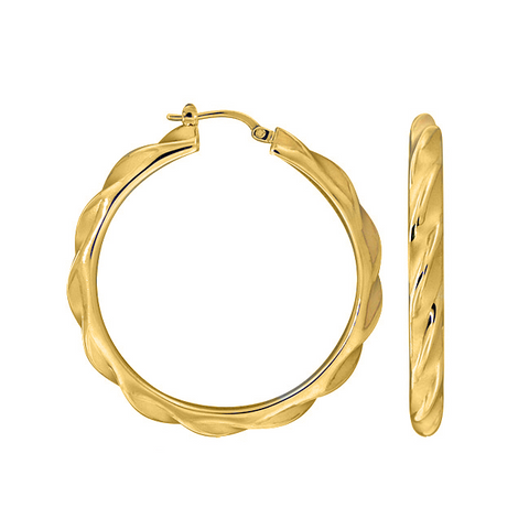 Charles Garnier Silver Yellow Gold Twist Hoop Earrings