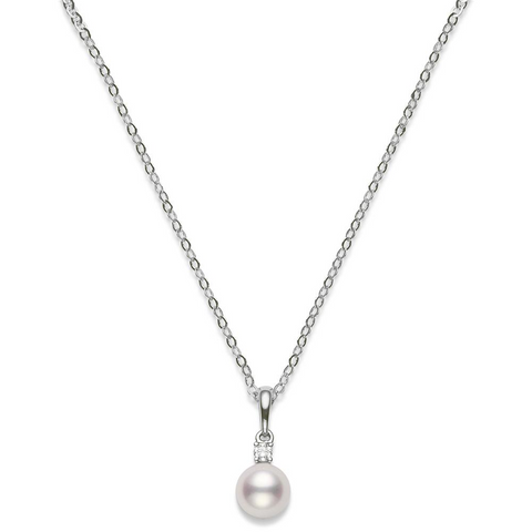 Mikimoto Akoya 7-7.5mm Pearl & Diamond Pendant White Gold