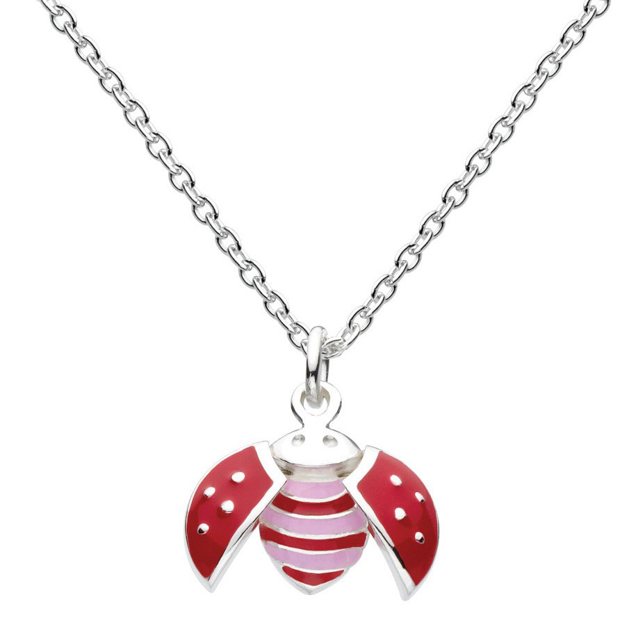 Kit Heath Sterling Silver Large Flying Ladybird Silver Necklace with Wings That Open