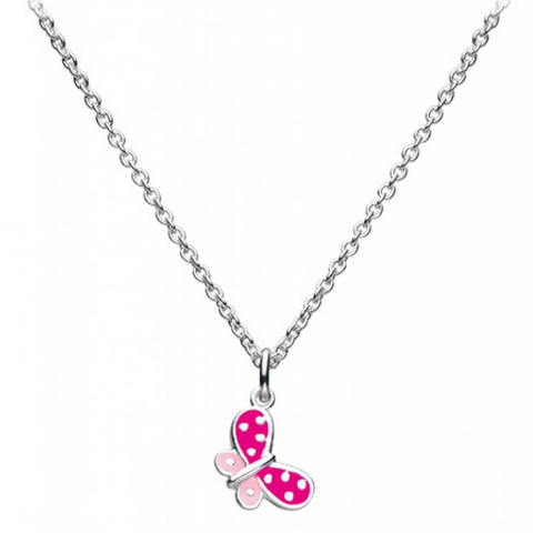 Kit Heath Beautiful Pink Butterfly Silver Necklace