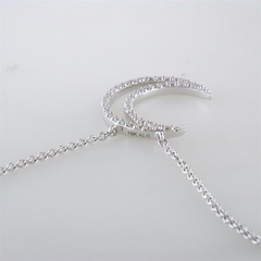 A. Link 18k White Gold Small Diamond Crescent Moon Pendant Necklace "