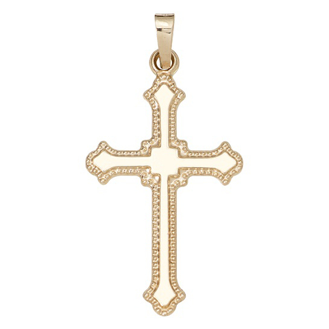 14k Yellow Gold Open Cross Charm Pendant