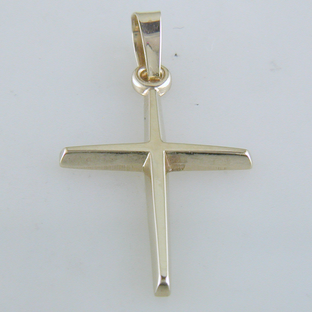 14k Yellow Gold Plain Cross Charm Pendant