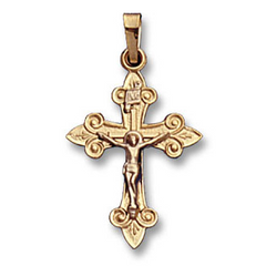 14k Yellow Gold Cross and Crucifcx Charm Pendant