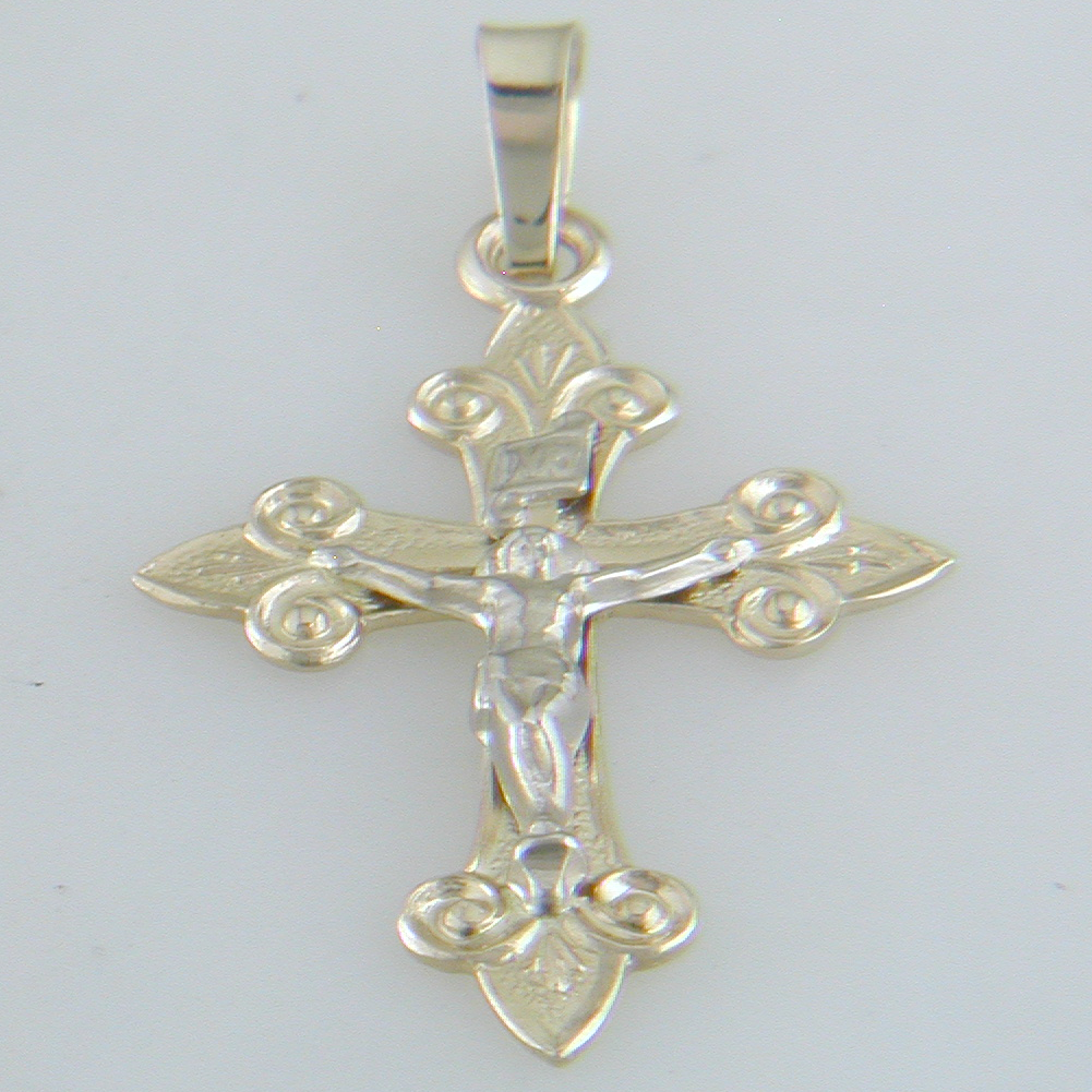 14k Yellow Gold Cross and Crucifcx Charm Pendant