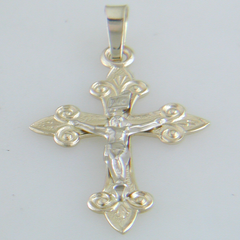 14k Yellow Gold Cross and Crucifcx Charm Pendant
