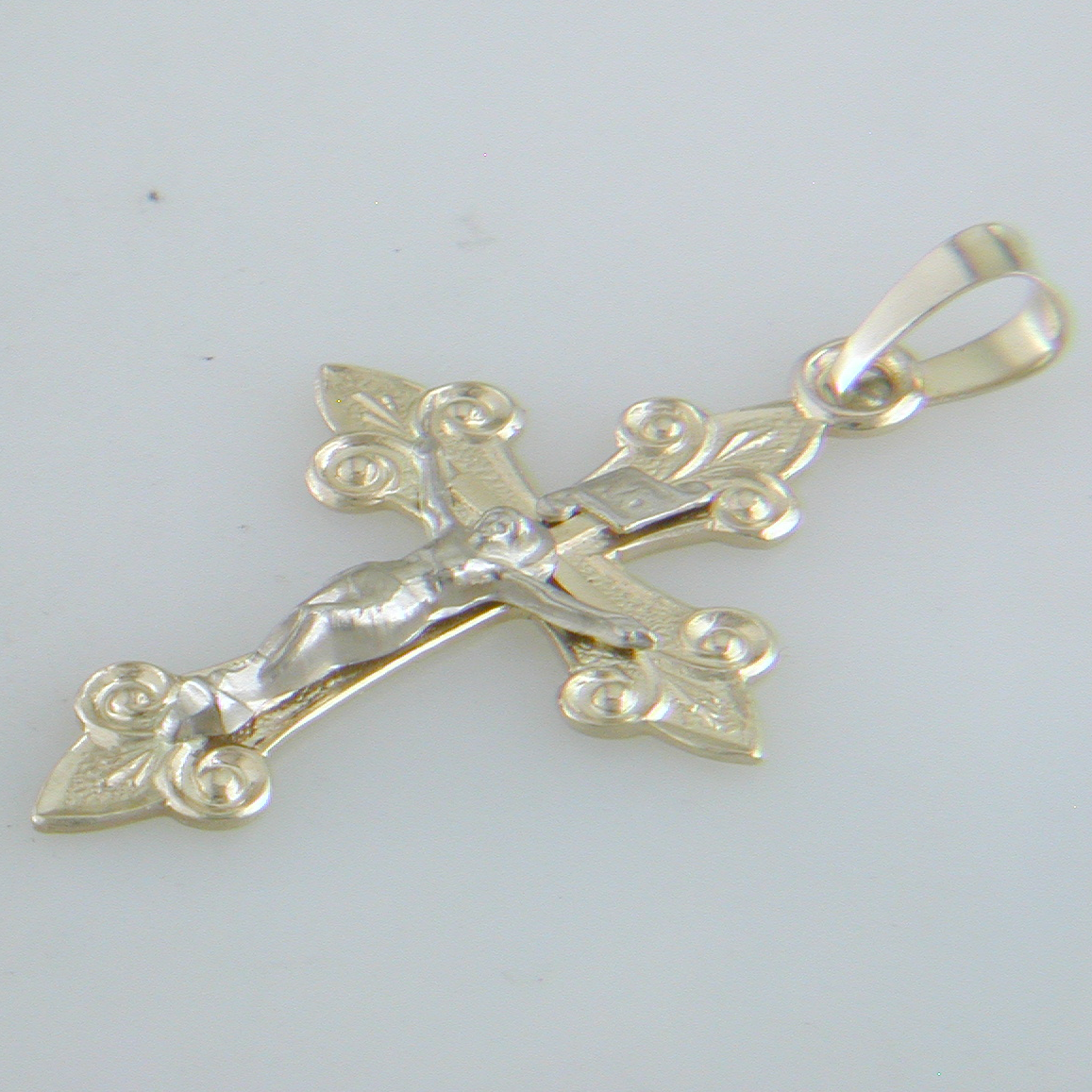 14k Yellow Gold Cross and Crucifcx Charm Pendant