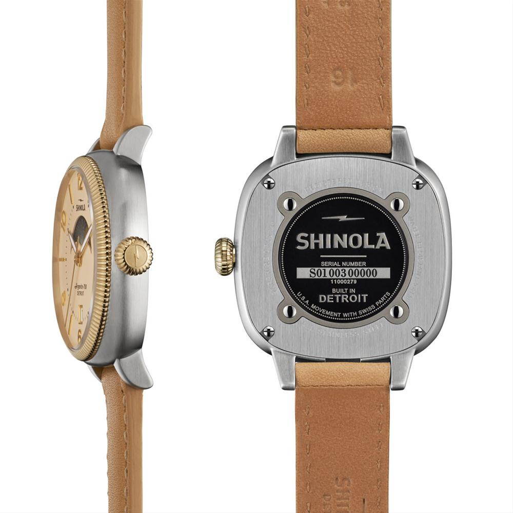Shinola Gomelsky Moon Phase 36mm Women's Cream Dial Leather Watch S0110000279