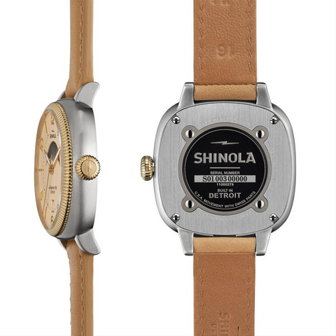 Shinola Gomelsky Moon Phase 36mm Women's Cream Dial Leather Watch S0110000279
