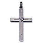 14k White Gold Cross Pendant with Diamonds Weighing .01cts