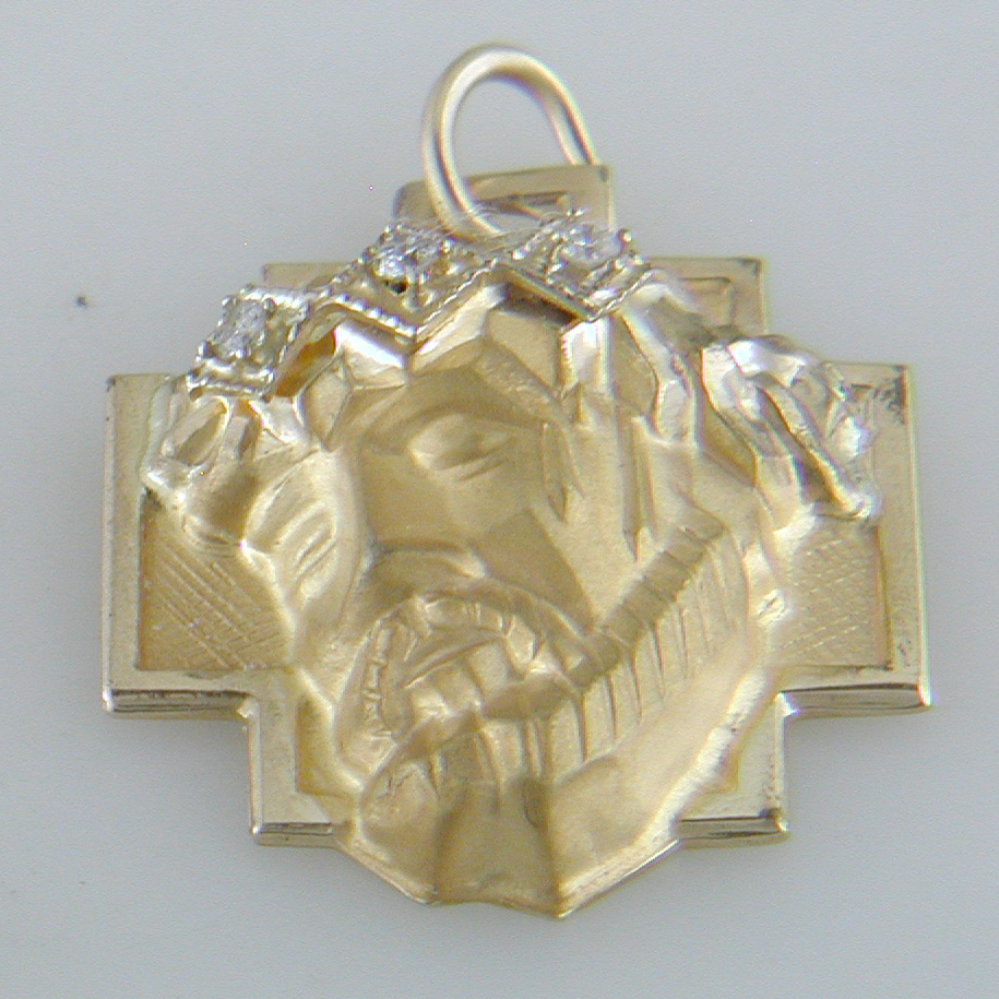 14k Yellow Gold 3D Jesus Head