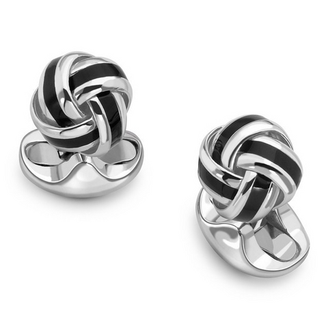 Deakin & Francis Black Enamel Sterling Silver Knot Cufflinks C0595S22