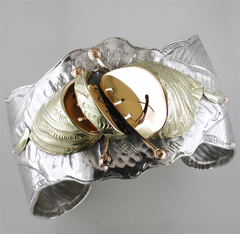 Margaret Barnaby Organic Pod Cuff Bracelet Sterling Silver & 18K Yellow Gold