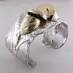 Margaret Barnaby Organic Pod Cuff Bracelet Sterling Silver & 18K Yellow Gold