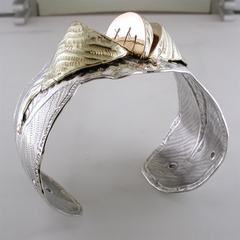 Margaret Barnaby Organic Pod Cuff Bracelet Sterling Silver & 18K Yellow Gold