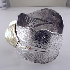 Margaret Barnaby Organic Pod Cuff Bracelet Sterling Silver & 18K Yellow Gold