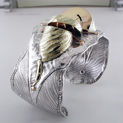 Margaret Barnaby Organic Pod Cuff Bracelet Sterling Silver & 18K Yellow Gold