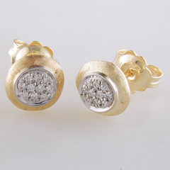 Marco Bicego Delicati Round Diamond Button Stud Earrings OB1377-B