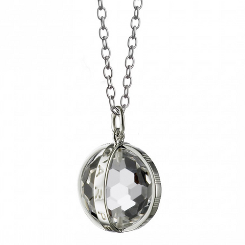 Monica Rich Kosann "Carpe Diem" Necklace Silver Sterling 5/8" Rock Crystal Charm 26" Chain