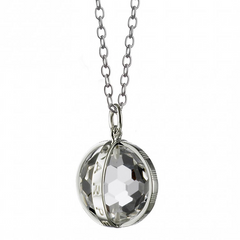 Monica Rich Kosann "Carpe Diem" Necklace Silver Sterling 5/8" Rock Crystal Charm 26" Chain