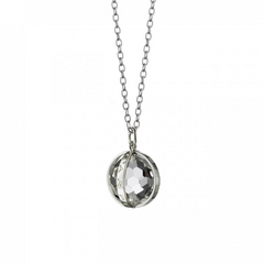Monica Rich Kosann "Carpe Diem" Necklace Silver Sterling 5/8" Rock Crystal Charm 26" Chain
