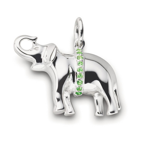 Monica Rich Kosann "Luck" Elephant Charm Sterling Silver with Green Tsavorite