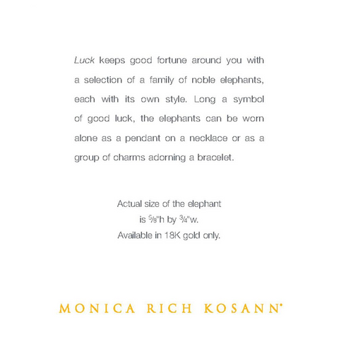 Monica Rich Kosann "Luck" Elephant Charm Sterling Silver with Green Tsavorite
