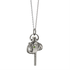 Monica Rich Kosann Mini "Luck" Elephant Key Necklace Sterling Silver Pocket Watch Key Necklace on 30" chain 47345-30