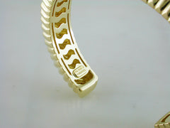 Estate Vintage Tiffany & Co. 18K Yellow Gold Cuff Bracelet 1998 Chevron Limited Ed. Grooved