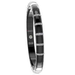 Roberto Demeglio Pura Black Ceramic Elastic Bracelet with 5 Diamond Sections