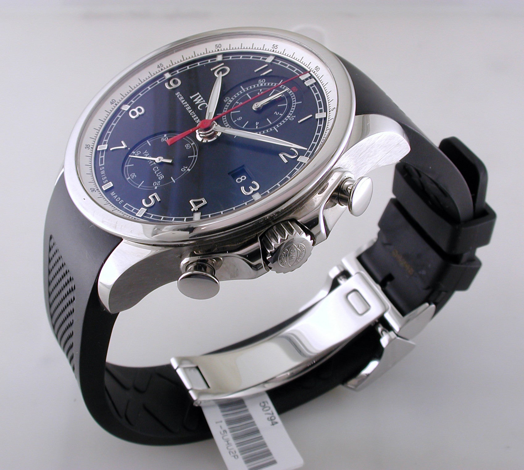 Pre-Owned IWC Portugieser Yacht Club Chronograph Black Dial Rubber Strap Watch IW390210