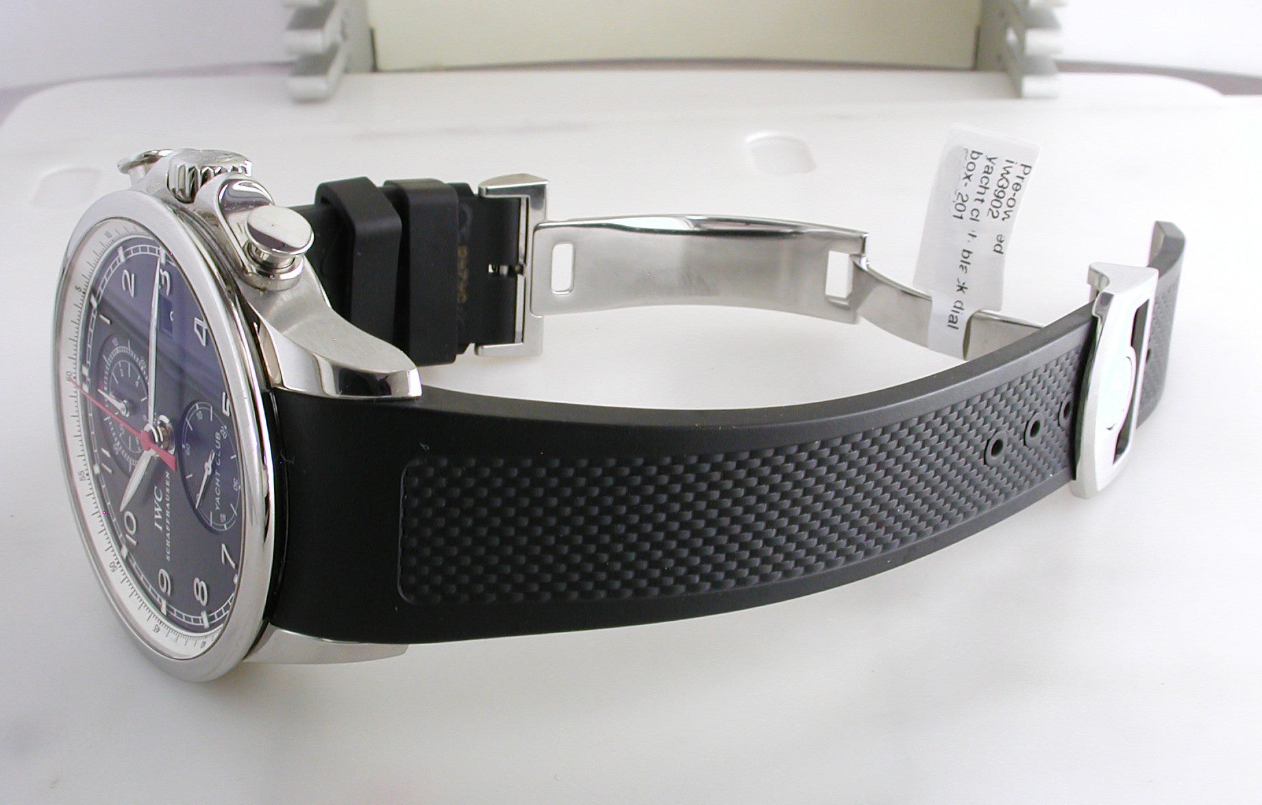 Pre-Owned IWC Portugieser Yacht Club Chronograph Black Dial Rubber Strap Watch IW390210