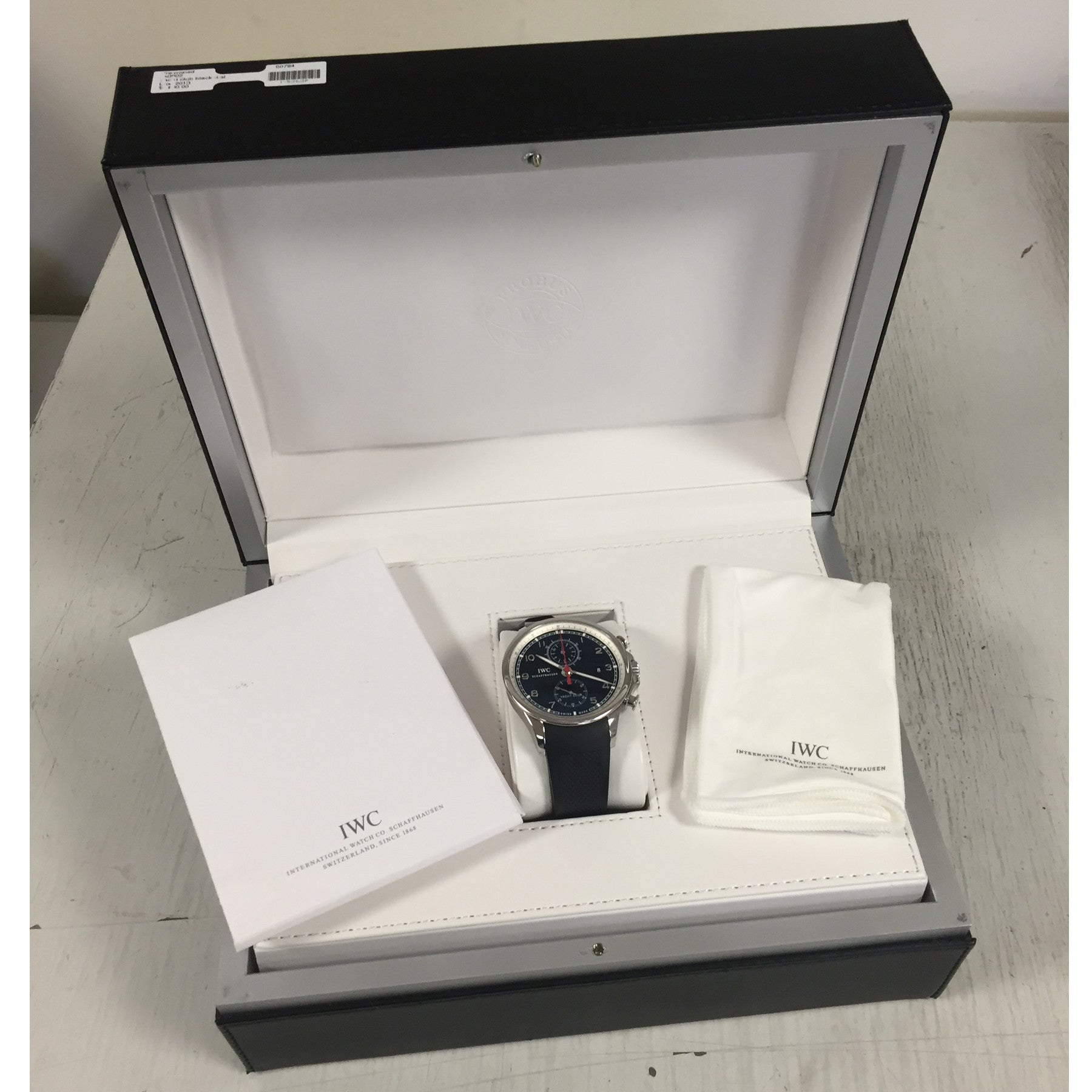 Pre-Owned IWC Portugieser Yacht Club Chronograph Black Dial Rubber Strap Watch IW390210