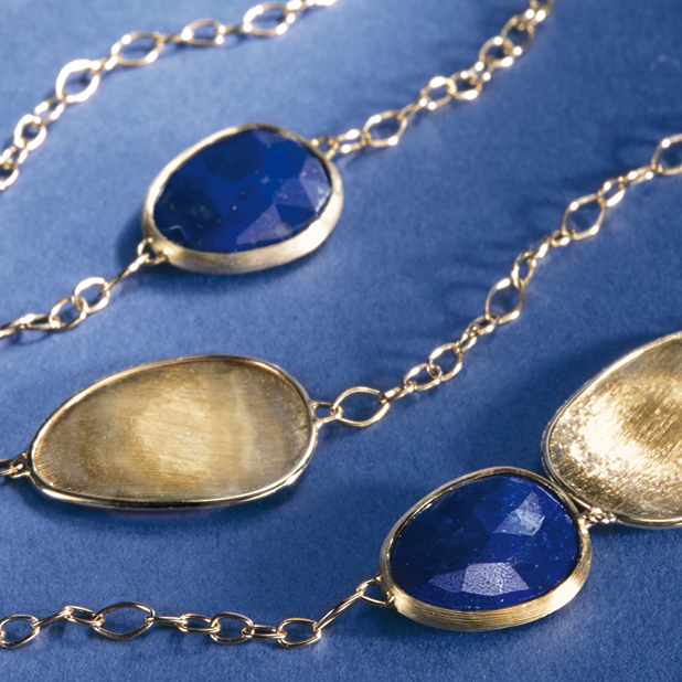 Marco Bicego Lunaria 18K Yellow Gold & Blue Lapis Short Chain Necklace CB1981 LPY02