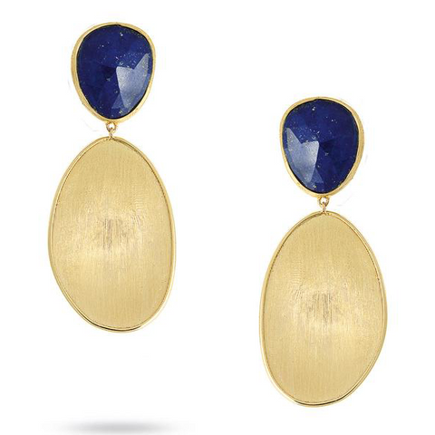 Marco Bicego Lunaria 18K Yellow Gold Blue Lapis Top Dangle Earrings OB1428 LPY02