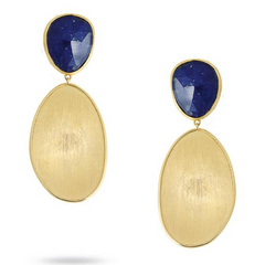 Marco Bicego Lunaria 18K Yellow Gold Blue Lapis Top Dangle Earrings OB1428 LPY02