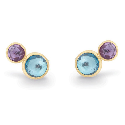 Marco Bicego Jaipur 18K Yellow Gold Two Stone Stud Earrings with Topaz and Amethyst OB1518 MIX52 Y02