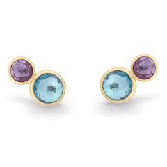 Marco Bicego Jaipur 18K Yellow Gold Two Stone Stud Earrings with Topaz and Amethyst OB1518 MIX52 Y02