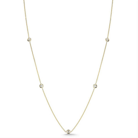 Roberto Coin DIAMONDS BY THE INCH 7 STATION DIAMOND NECKLACE Yellow Gold